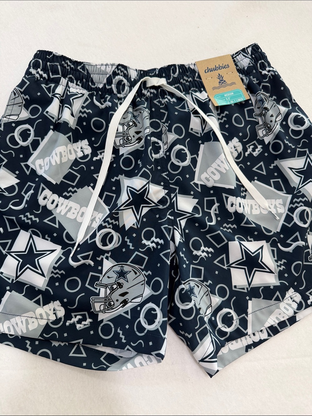 NWT Chubbies Dallas‎ Cowboys 5.5” Lined Swim Trunks Shorts Mens Medium NFL